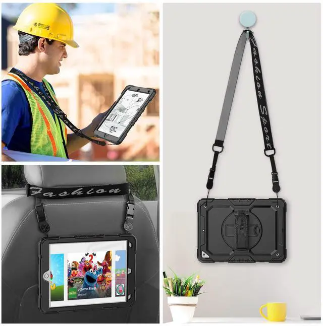 Alt view image 5 of 5 - Timecity for iPad Air 3rd Generation Case, for iPad Air 3/ Pro 10.5 Inch Case: with Heavy Duty Protection, Adjustable Kickstand, Anti-Slip, Screen Protector, Hand/Shoulder Strap - Black