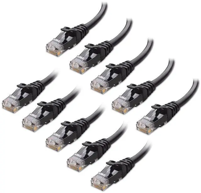 Main image of Cable Matters 10Gbps 10-Pack Snagless Cat 6 Ethernet Cable - 10ft, Cat 6 Cable, Cat6 Cord, Ethernet Cord, Black