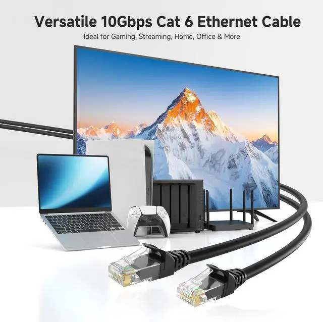 Alt view image 2 of 5 - Cable Matters 10Gbps 10-Pack Snagless Cat 6 Ethernet Cable - 10ft, Cat 6 Cable, Cat6 Cord, Ethernet Cord, Black