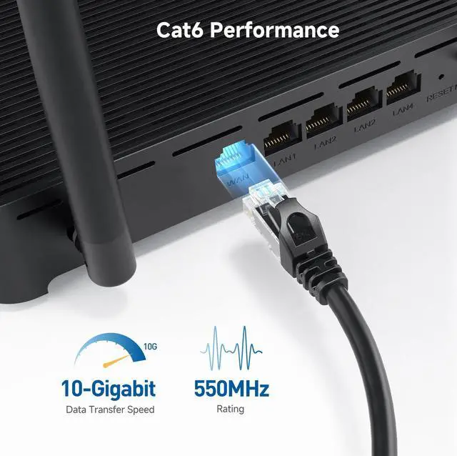 Alt view image 3 of 5 - Cable Matters 10Gbps 10-Pack Snagless Cat 6 Ethernet Cable - 10ft, Cat 6 Cable, Cat6 Cord, Ethernet Cord, Black