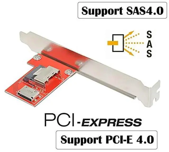 Alt view image 3 of 5 - xiwai PCI-Express 4.0 Mini SAS SFF-8087 to Oculink SFF-8611 SFF-8612 PCBA Female Adapter with Bracket