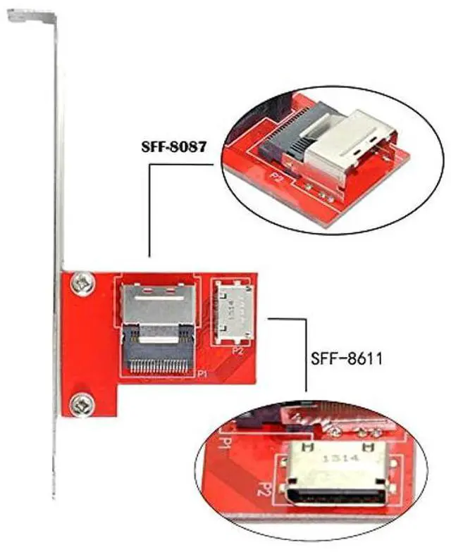 Alt view image 4 of 5 - xiwai PCI-Express 4.0 Mini SAS SFF-8087 to Oculink SFF-8611 SFF-8612 PCBA Female Adapter with Bracket