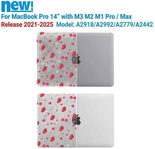 Alt view image 3 of 5 - IBENZER Case for MacBook Pro 14 Inch (2024-2021), Strawberry, MT14-STBY