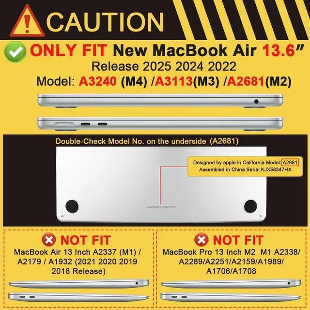 Alt view image 3 of 5 - Batianda Case for New MacBook Air 13 inch 2025 M4 2024 2022 Model A3240 A3113 M3 A2681 M2, Designed Protective Hardshell Keyboard Cover & Screen Protector and USB-C Adapter, Moon Magic