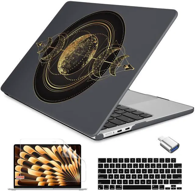 Main image of Batianda Case for New MacBook Air 13 inch 2025 M4 2024 2022 Model A3240 A3113 M3 A2681 M2, Designed Protective Hardshell Keyboard Cover & Screen Protector and USB-C Adapter, Moon Magic