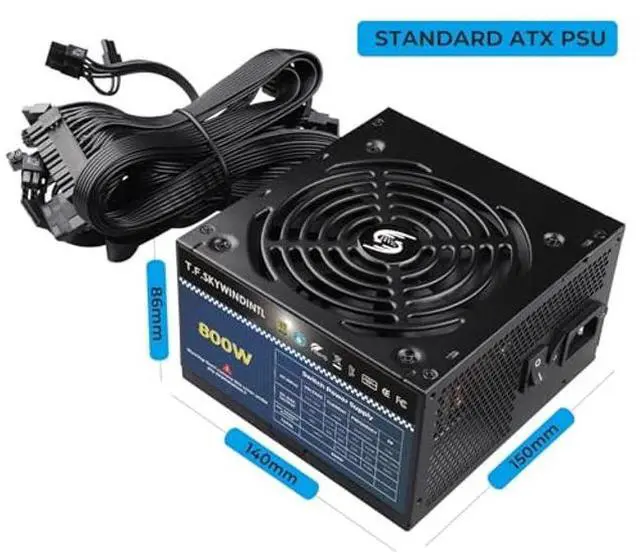 Alt view image 2 of 5 - 800W PSU 80 Plus Gold Standard ATX Computer Power Supply Non Modular Build-in 125MM Ultra-Quiet FDB Fan with 20+4Pin Motherboard Power for Desktop Gaming PC Server
