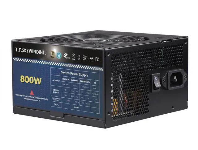 Alt view image 5 of 5 - 800W PSU 80 Plus Gold Standard ATX Computer Power Supply Non Modular Build-in 125MM Ultra-Quiet FDB Fan with 20+4Pin Motherboard Power for Desktop Gaming PC Server