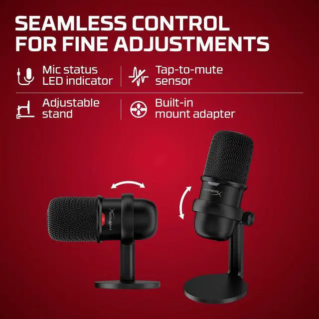 Alt view image 5 of 5 - HyperX SoloCast - USB Condenser Gaming Microphone, for PC, PS4, PS5 and Mac, Tap-to-Mute Sensor, Cardioid Polar Pattern, great for Streaming, Podcasts, Twitch, YouTube, Discord,Black