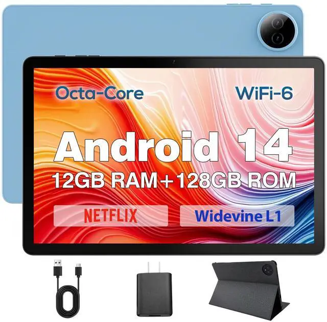 Main image of DigiLand Tablet,2025 10.1 Inch HD Octa-Core Processor Blue Android Tablet,12GB RAM,128 GB ROM, BT 5.0, Dual Camera, Office Tablet Computer,Widevine L1(Blue)