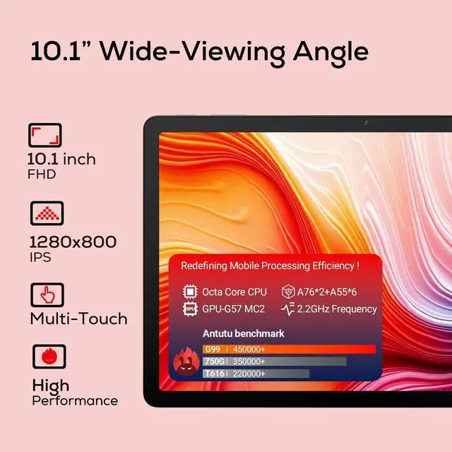 Alt view image 5 of 5 - DigiLand Tablet,2025 10.1 Inch HD Octa-Core Processor Blue Android Tablet,12GB RAM,128 GB ROM, BT 5.0, Dual Camera, Office Tablet Computer,Widevine L1(Blue)
