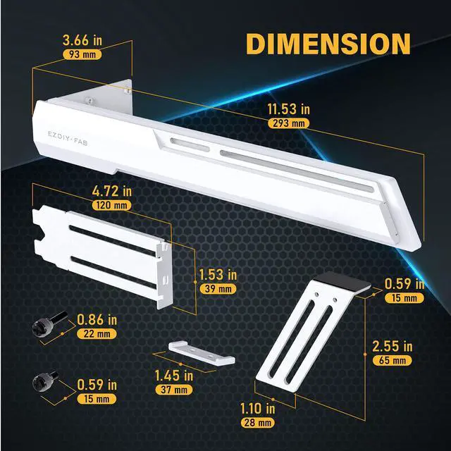 Alt view image 3 of 5 - EZDIY-FAB GPU Holder Brace Graphics Card GPU Support Video Card Holder Bracket, Strenchable Structure, Video Card Sag Holder/Holster Bracket Support RX7990XTX, RTX4090, White-341-3