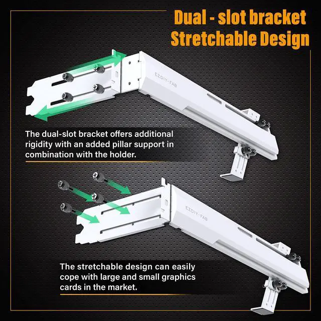 Alt view image 4 of 5 - EZDIY-FAB GPU Holder Brace Graphics Card GPU Support Video Card Holder Bracket, Strenchable Structure, Video Card Sag Holder/Holster Bracket Support RX7990XTX, RTX4090, White-341-3