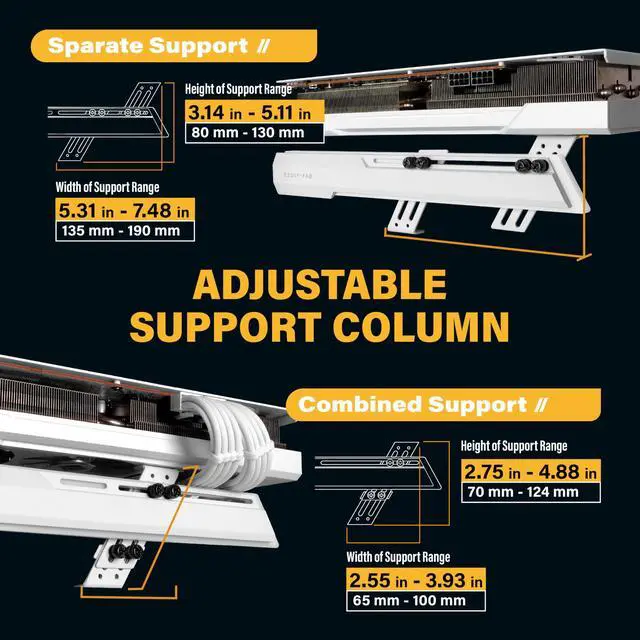 Alt view image 5 of 5 - EZDIY-FAB GPU Holder Brace Graphics Card GPU Support Video Card Holder Bracket, Strenchable Structure, Video Card Sag Holder/Holster Bracket Support RX7990XTX, RTX4090, White-341-3
