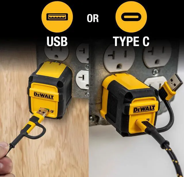Alt view image 4 of 5 - DEWALT Heavy Duty 2in1 Charging Cable, USB C to USBC w/Adapter USB, 60W PD Fast Charging & Data Sync, TypeC Charger Cables for Multiple Devices for iPhone 16/15 Pro Max, MacBook, iPad, Samsung Galaxy