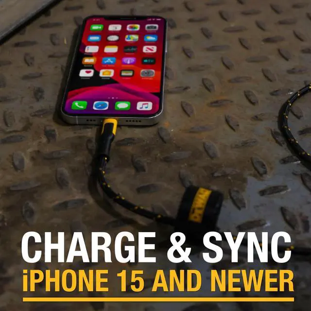 Alt view image 5 of 5 - DEWALT Heavy Duty 2in1 Charging Cable, USB C to USBC w/Adapter USB, 60W PD Fast Charging & Data Sync, TypeC Charger Cables for Multiple Devices for iPhone 16/15 Pro Max, MacBook, iPad, Samsung Galaxy