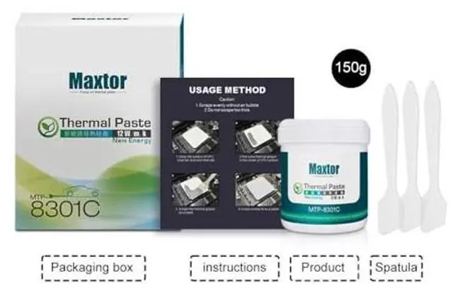 Alt view image 5 of 5 - Maxtor MTP-8301C 150g High Performance Thermal Compound Paste, Heatsink Paste, Thermal Conductive Grease for CPU GPU Cooler LED IC PS4 Xbox Chipset Ovens