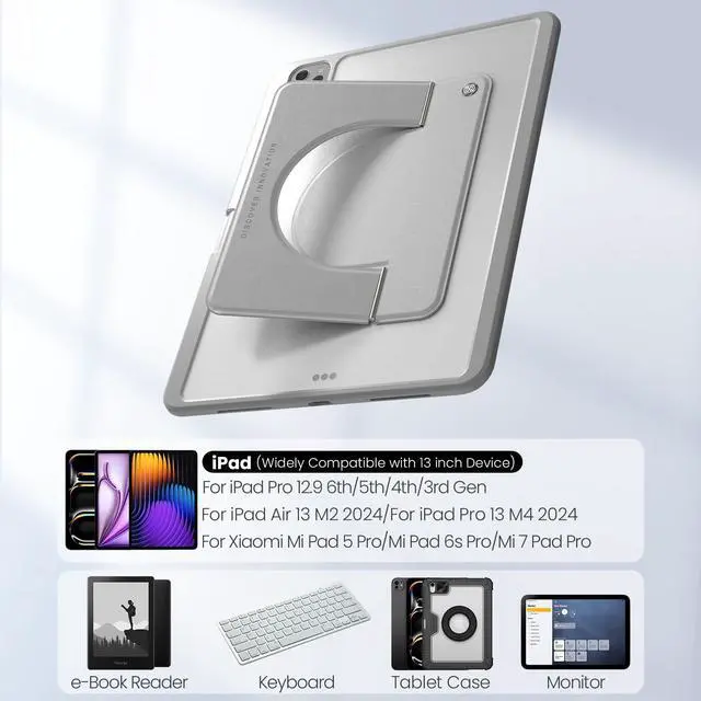 Alt view image 2 of 5 - Nillkin Magnetic Tablet Stand Adjustable, Fit for iPad Pro 13/Pro 12.9/10th and Other Tablet e-Reader (Grey, for 11-13 inch Device)