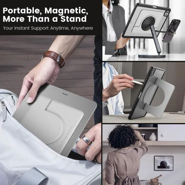 Alt view image 3 of 5 - Nillkin Magnetic Tablet Stand Adjustable, Fit for iPad Pro 13/Pro 12.9/10th and Other Tablet e-Reader (Grey, for 11-13 inch Device)