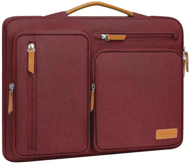 Main image of MOSISO 360 Protective Laptop Case 15 inch, 15 inch Laptop Sleeve Compatible with MacBook Air M4 M3 M2 2025 2024 2023, Dell XPS Plus, Side Open Carrying Case with 4 Zipper Pockets&Handle, Wine Red