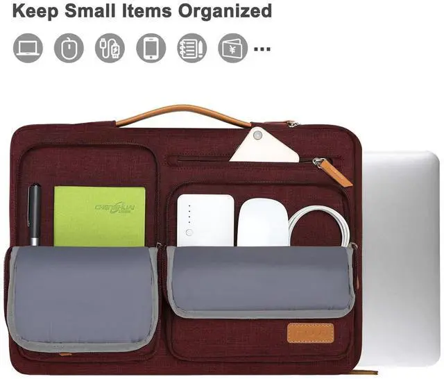 Alt view image 2 of 5 - MOSISO 360 Protective Laptop Case 15 inch, 15 inch Laptop Sleeve Compatible with MacBook Air M4 M3 M2 2025 2024 2023, Dell XPS Plus, Side Open Carrying Case with 4 Zipper Pockets&Handle, Wine Red