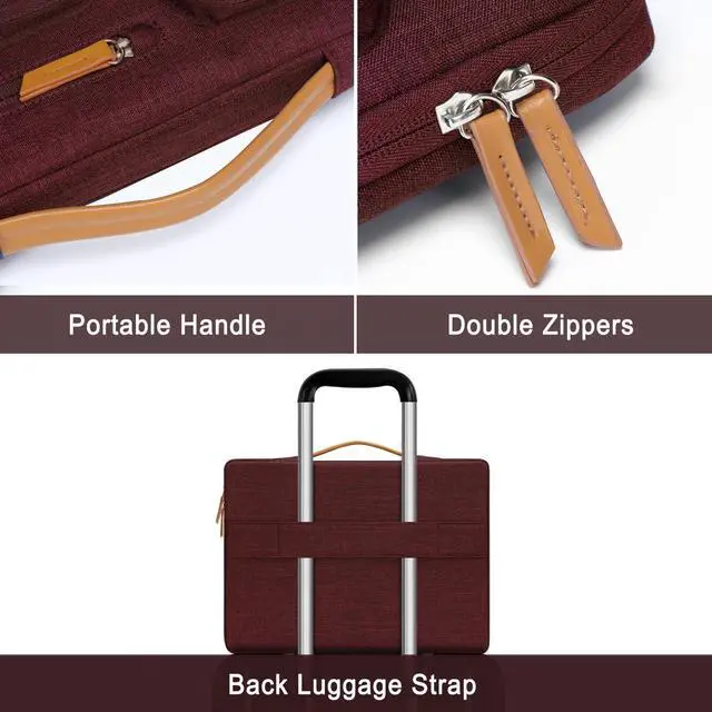 Alt view image 5 of 5 - MOSISO 360 Protective Laptop Case 15 inch, 15 inch Laptop Sleeve Compatible with MacBook Air M4 M3 M2 2025 2024 2023, Dell XPS Plus, Side Open Carrying Case with 4 Zipper Pockets&Handle, Wine Red