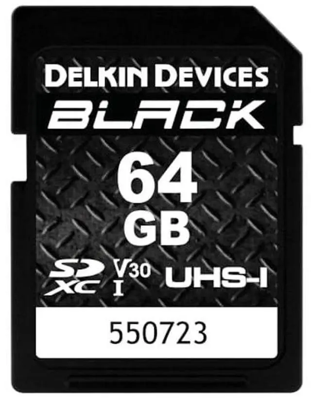 Main image of Delkin Devices Black Rugged SDHC Memory Card, UHS-I, C10, U3, V30, Full HD & 4K Video, Up to 90MB/s Read, 90MB/s Write (64GB)