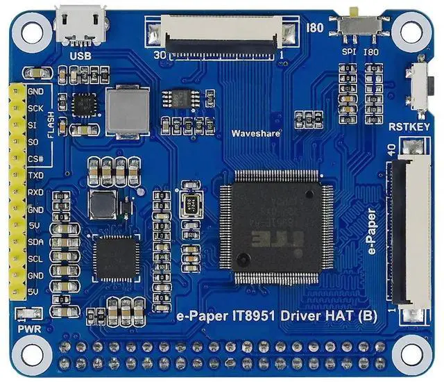 Alt view image 2 of 5 - Waveshare 10.3inch E-Paper E-Ink Display HAT Compatible with Raspberry Pi4B/3B+/3B/2B/B+/A+/Zero/Zero W/WH/Zero 2W 1872x1404 Pixels Black/White 2-16 Grey Scales USB/SPI/I80 Supports Partial Refresh