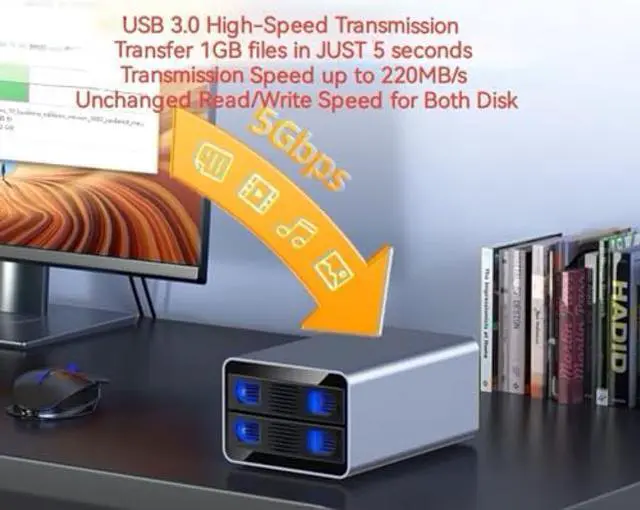 Alt view image 2 of 5 - IO Crest 2 Bay Tool Less Tray Hot Swappabe 2.5" 3.5" SATA Non Raid External USB 3.0 Enclosure SY-ENC50124