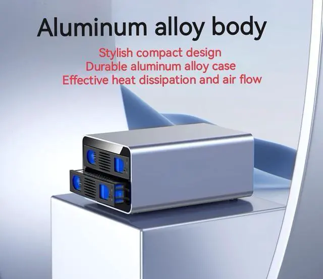 Alt view image 3 of 5 - IO Crest 2 Bay Tool Less Tray Hot Swappabe 2.5" 3.5" SATA Non Raid External USB 3.0 Enclosure SY-ENC50124