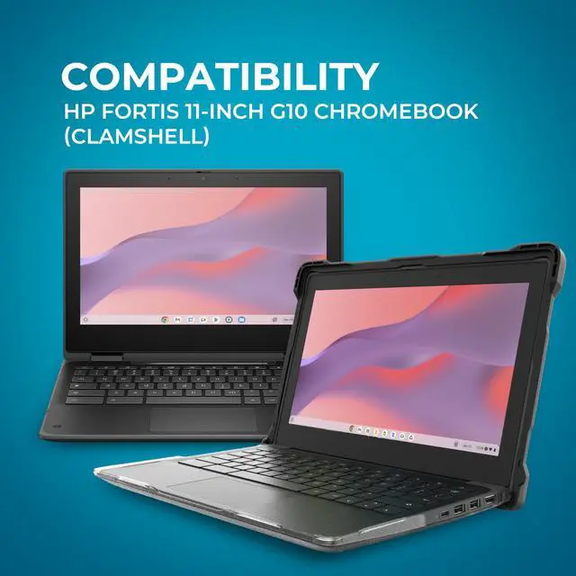 Alt view image 2 of 5 - Gumdrop SlimTech Hard Shell Laptop Case Fits HP Fortis 11 G10 Chromebook (Clamshell) Rugged Drop Tested Shockproof Lightweight Reliable Device Protection for Office Travel Business Professional Black