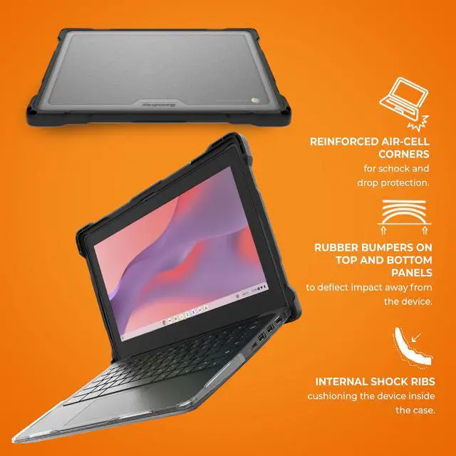 Alt view image 3 of 5 - Gumdrop SlimTech Hard Shell Laptop Case Fits HP Fortis 11 G10 Chromebook (Clamshell) Rugged Drop Tested Shockproof Lightweight Reliable Device Protection for Office Travel Business Professional Black