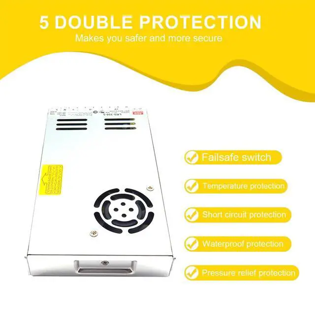 Alt view image 5 of 5 - Mean Well LRS-350-5 5V 73A 350W Single Output Switching Power Supply, 115/230VAC Input, Industrial-Grade, 30mm Low Profile, for Industrial Automation, Machinery, Telecommunications