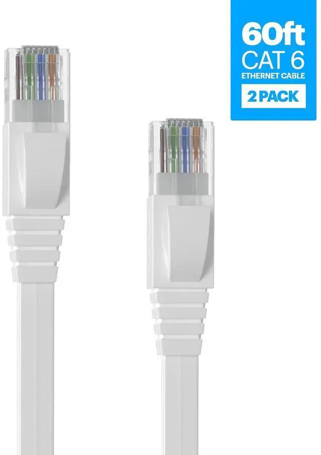 Alt view image 2 of 5 - Amcrest CAT6E 4K-Rated Video POE Ethernet Cable 60ft Internet High Speed Network Cable for PoE Security IP Cameras, Smart TV, PS4, Xbox One, Router, Laptop, Computer, Home (2PACK-CAT6ECABLE60)