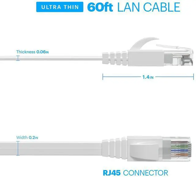 Alt view image 3 of 5 - Amcrest CAT6E 4K-Rated Video POE Ethernet Cable 60ft Internet High Speed Network Cable for PoE Security IP Cameras, Smart TV, PS4, Xbox One, Router, Laptop, Computer, Home (2PACK-CAT6ECABLE60)