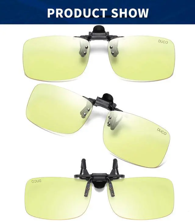 Alt view image 2 of 5 - DUCO Clip-on Blue Light Blocking Computer Glasses Unisex Anti Blue Ray UV Blocking Glasses 8012