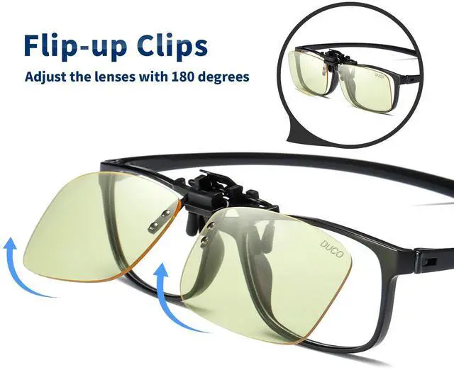 Alt view image 5 of 5 - DUCO Clip-on Blue Light Blocking Computer Glasses Unisex Anti Blue Ray UV Blocking Glasses 8012