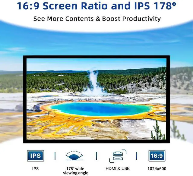 Alt view image 2 of 5 - HAMTYSAN 10.1 Inch Raspberry Pi Screen 1024x600 HDMI Monitor IPS Screen Display Secondary Monitor Extend Monitor for Raspberry Pi 5/4/3/2/Zero/B/B+ Win11/10/8/7, (Non-Touch), Driver Free
