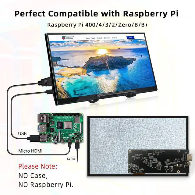 Alt view image 4 of 5 - HAMTYSAN 10.1 Inch Raspberry Pi Screen 1024x600 HDMI Monitor IPS Screen Display Secondary Monitor Extend Monitor for Raspberry Pi 5/4/3/2/Zero/B/B+ Win11/10/8/7, (Non-Touch), Driver Free