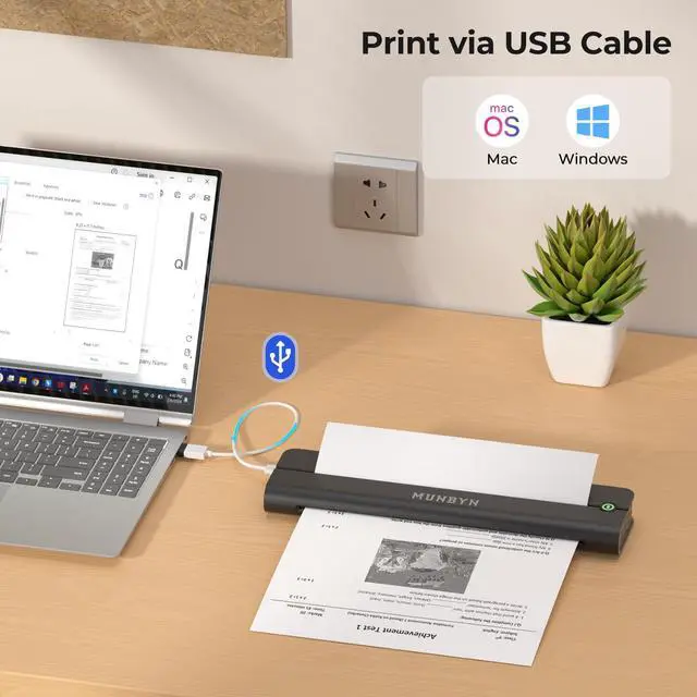 Alt view image 4 of 5 - MUNBYN Portable Printers Wireless for Travel ITP02 and 200 Sheets US Letter Size Thermal Printer Paper 8.5 x 11 Inch