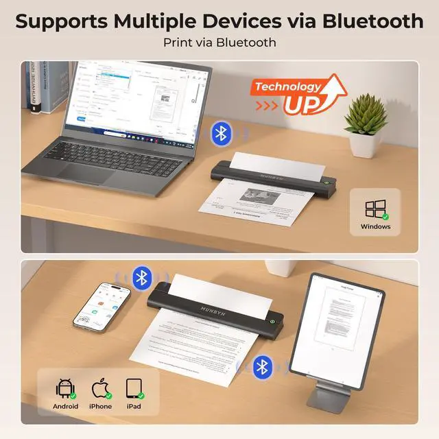 Alt view image 5 of 5 - MUNBYN Portable Printers Wireless for Travel ITP02 and 200 Sheets US Letter Size Thermal Printer Paper 8.5 x 11 Inch