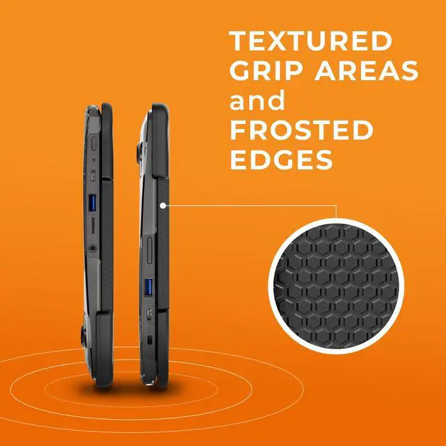 Alt view image 3 of 5 - Gumdrop SlimTech Laptop Case Fits Lenovo 100e | 100w Gen 4 (Clamshell) Rugged Drop Tested Shockproof Lightweight Reliable Device Protection for Kids K-12 Students School Office or Business Use - Black