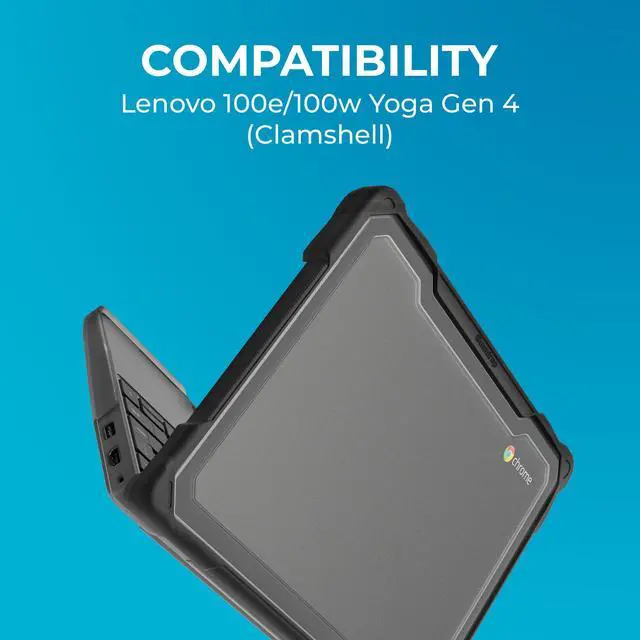 Alt view image 2 of 5 - Gumdrop SlimTech Laptop Case Fits Lenovo 100e | 100w Gen 4 (Clamshell) Rugged Drop Tested Shockproof Lightweight Reliable Device Protection for Kids K-12 Students School Office or Business Use - Black