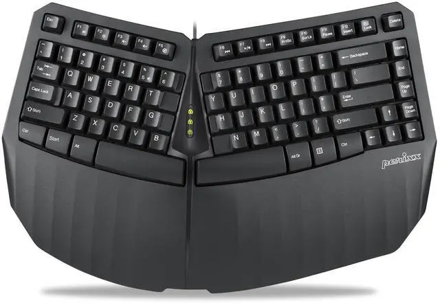 Main image of Perixx PERIBOARD-413B US, Wired USB Ergonomic Compact Split Keyboard - 15.75x10.83x2.17 inches TKL Design - Black - US English