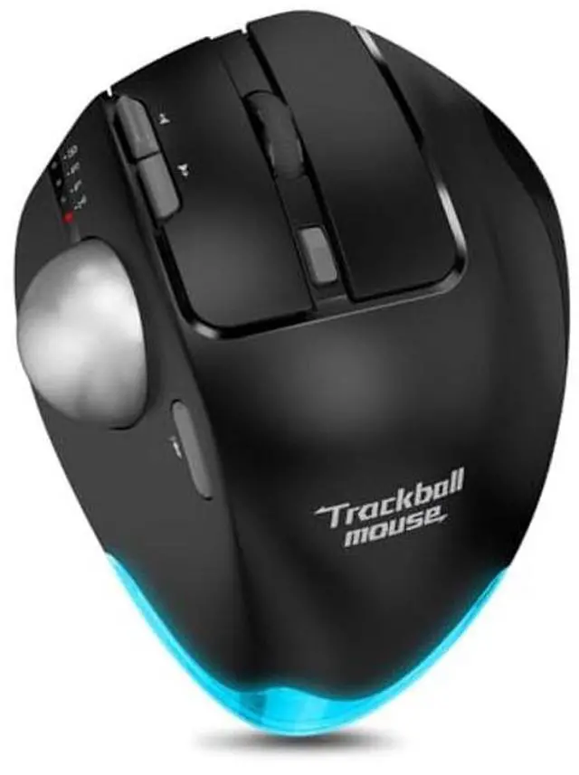 Alt view image 2 of 5 - zelotes Wireless Trackball Mouse,Bluetooth Mouse,Rechargeable,4800 DPI, 2-in-1(BT 5.0/3.0+2.4GHz USB Receiver), 8 Buttons,Ergonomic Design,LED Lighting,for Laptop, PC, Pad,Black
