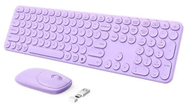 Main image of seenda Wireless Keyboard and Mouse, USB & Type C 2-in-1 Receiver, Full Size Purple Wireless Keyboard Mouse Combo, Compatible for Windows 7/8/10/11, MacBook Pro/Air, Laptop, Desktop, PC - Purple