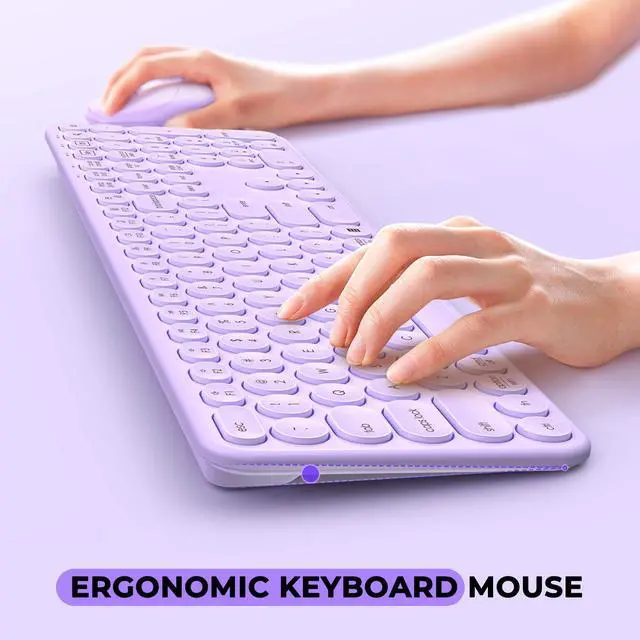 Alt view image 5 of 5 - seenda Wireless Keyboard and Mouse, USB & Type C 2-in-1 Receiver, Full Size Purple Wireless Keyboard Mouse Combo, Compatible for Windows 7/8/10/11, MacBook Pro/Air, Laptop, Desktop, PC - Purple