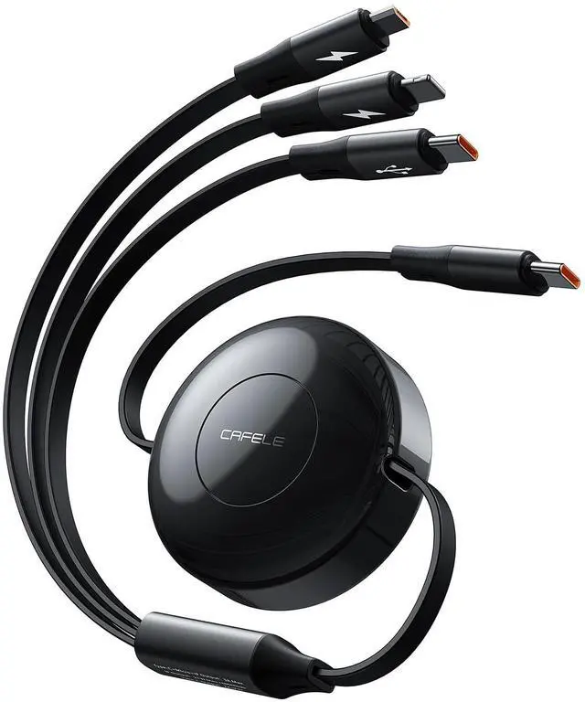 Main image of CAFELE Upgraded Retractable USB C Cable, 100W Multi Charging Cable, 3 in 1 Fast Charging Charger Cord with Type C/L/Micro USB Ports for Phone 16 15 14 Galaxy MacBook Pad, Travel for Multiple Devices