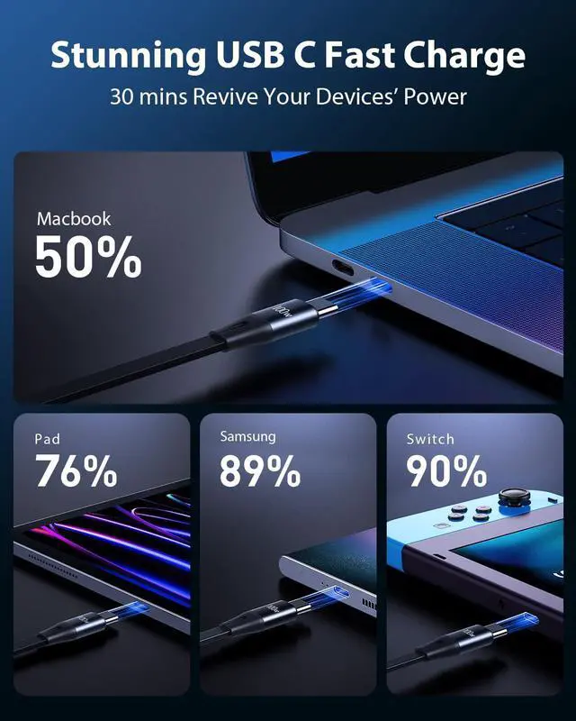 Alt view image 3 of 5 - CAFELE Upgraded Retractable USB C Cable, 100W Multi Charging Cable, 3 in 1 Fast Charging Charger Cord with Type C/L/Micro USB Ports for Phone 16 15 14 Galaxy MacBook Pad, Travel for Multiple Devices