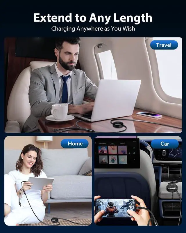 Alt view image 5 of 5 - CAFELE Upgraded Retractable USB C Cable, 100W Multi Charging Cable, 3 in 1 Fast Charging Charger Cord with Type C/L/Micro USB Ports for Phone 16 15 14 Galaxy MacBook Pad, Travel for Multiple Devices