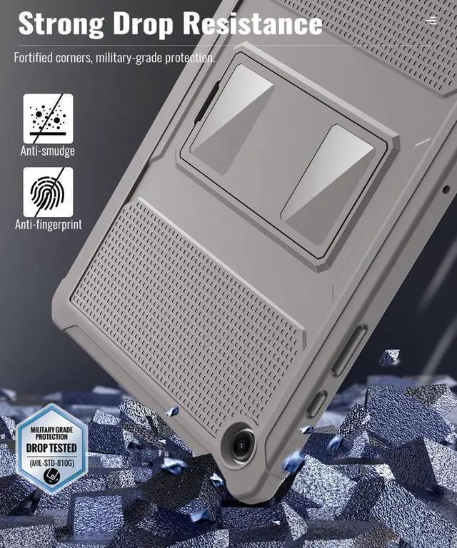 Alt view image 4 of 5 - MoKo Case Fit Galaxy Tab A9 Plus 11-Inch 2023 (SM-X210/X216/X218), Shockproof Full Body Rugged Stand Back Cover Built-in Screen Protector Fit Galaxy Tab A9+ 11" 2023, Clay